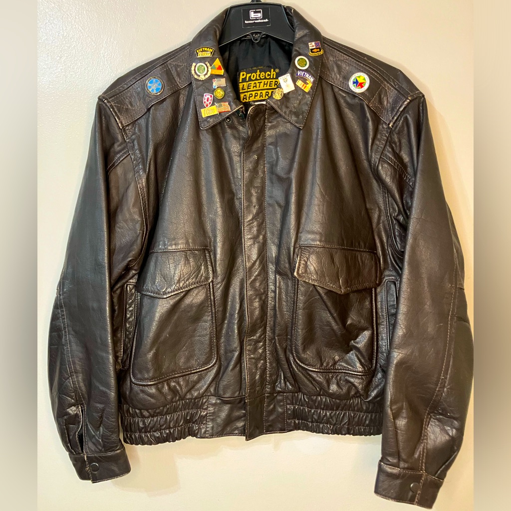 Vintage Protech Leather Police Issued Bomber Jacket Men’s Xl Brown Genuine 90’s